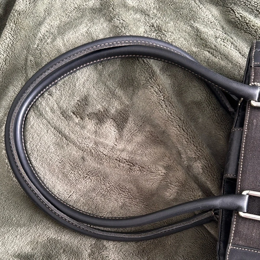 Coach Vintage Classic Legacy Brown Leather and Linen Bonnie Bucket Tote
